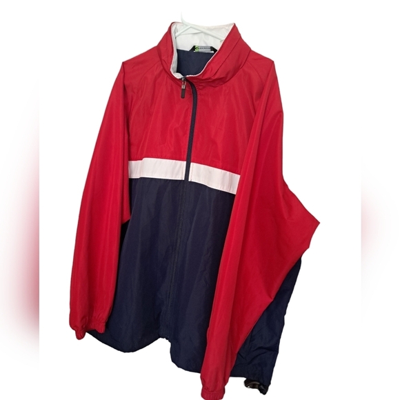 TEK GEAR zip jacket red blue white coastal golf spring lightweight hood men XL - Picture 5 of 10